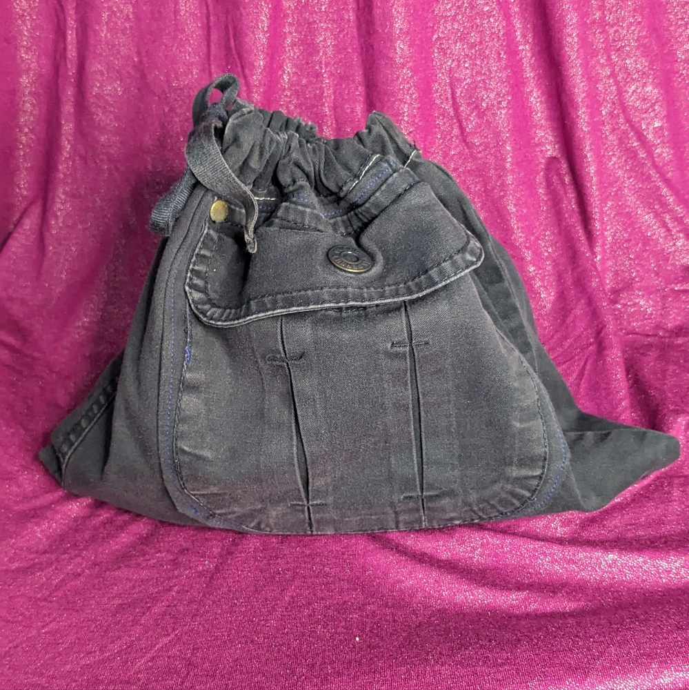 Upcycled cargo pants drawstring pouch